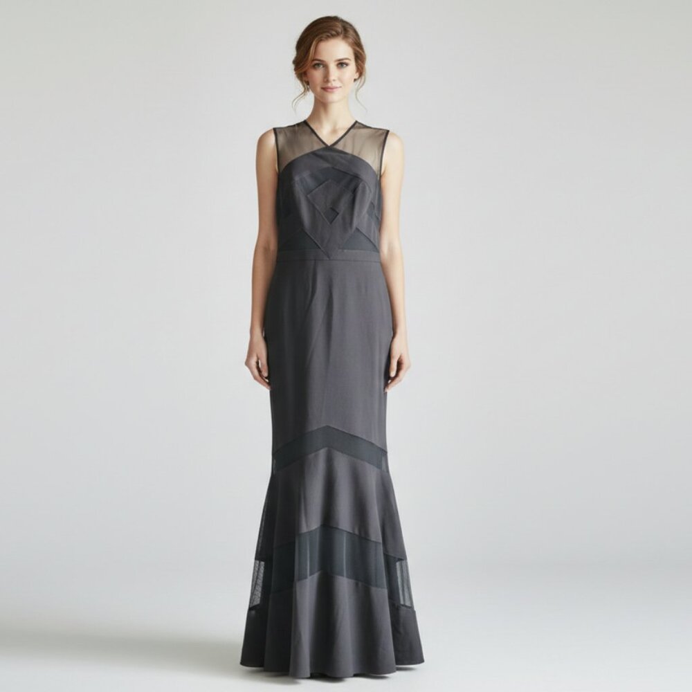 NWT Black Illusion Inset Mermaid Gown Sz 6